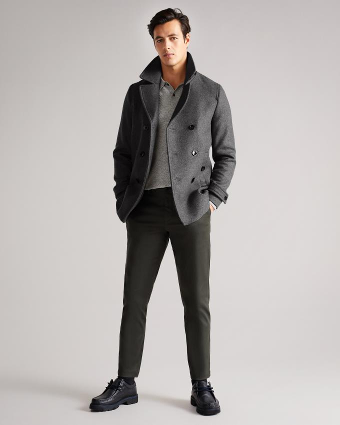 Manteau Ted Baker Wool Peacoat Grise Homme | JUT-36186818